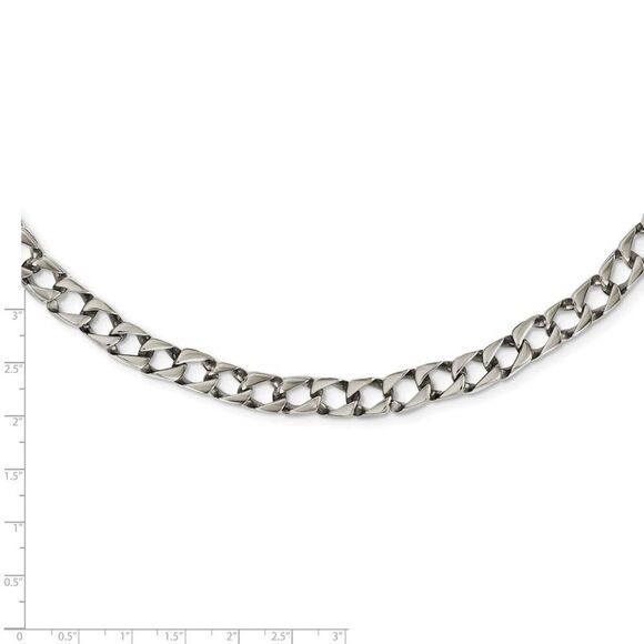 Men's 9mm Stainless Steel Polished Square Curb Chain Necklace, 24 Inch - Picture 5 of 8
